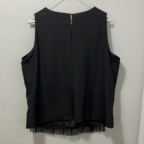 Suzy Shier Black Fringe Top - Picture 3 of 10